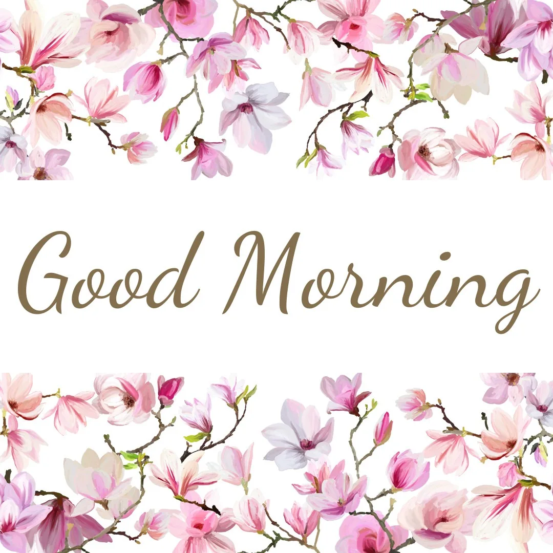 Good Morning Message With Pink Flower Borders