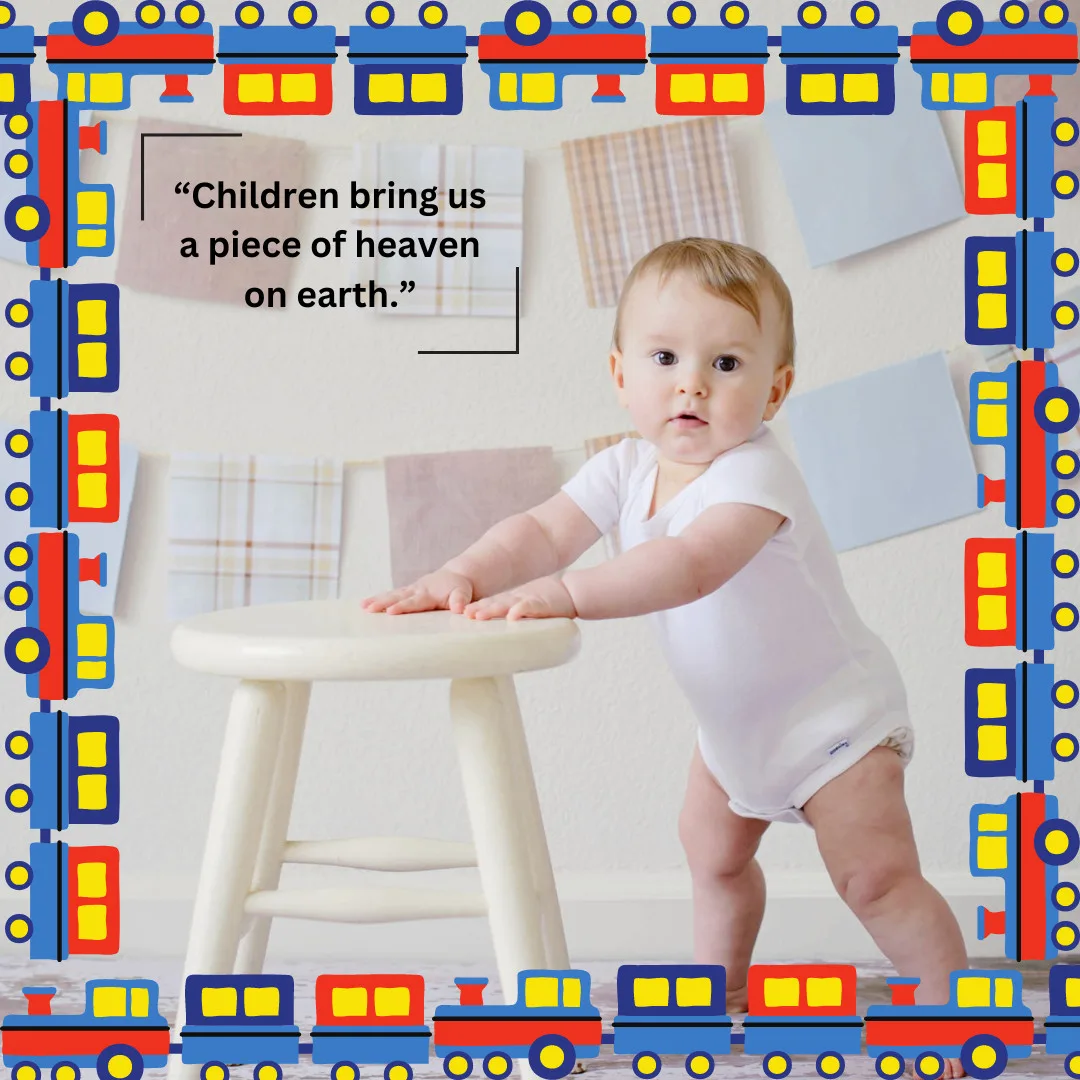 Beautiful Baby Images With Quotes/Baby Standing With the Help of white table