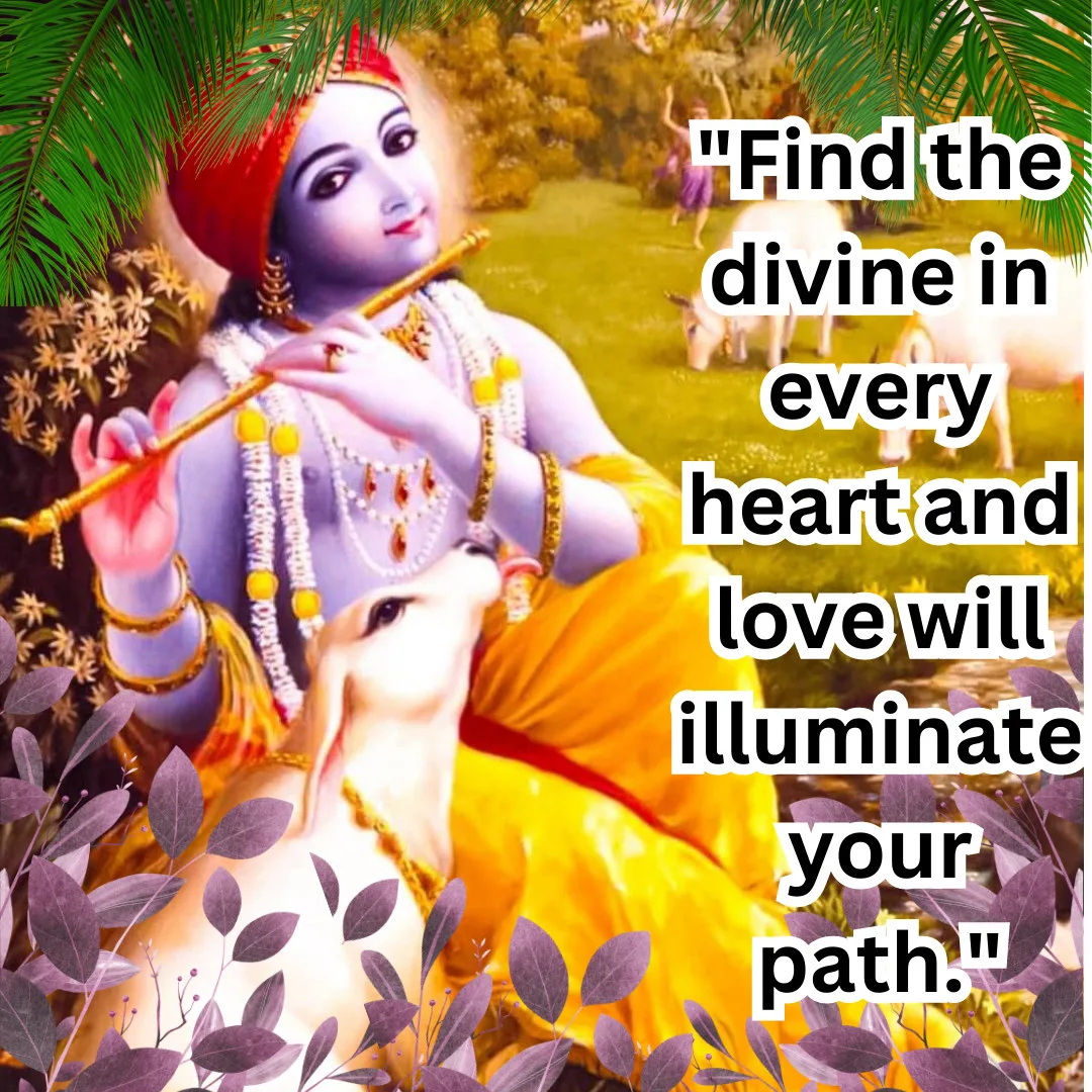 Radha Krishna/ Lord Krishna and Cow with Quote image