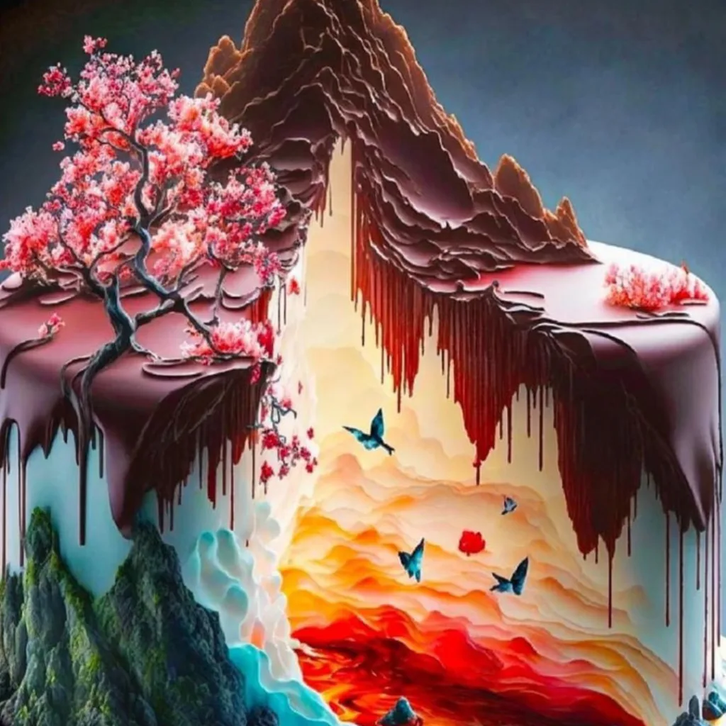 Dream Cake /design of cake with mountain and trees