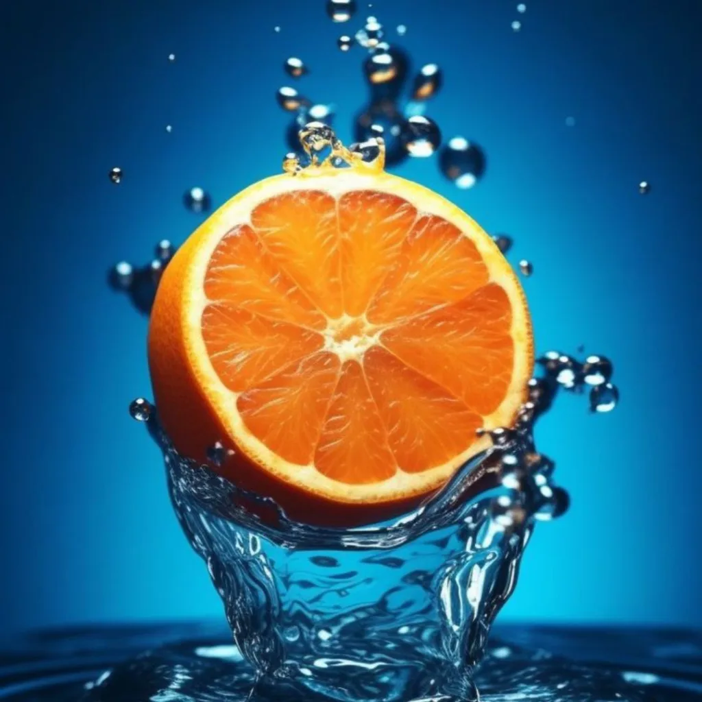 Fruit Wallpaper 4k / Image of Half Orange with splashing water