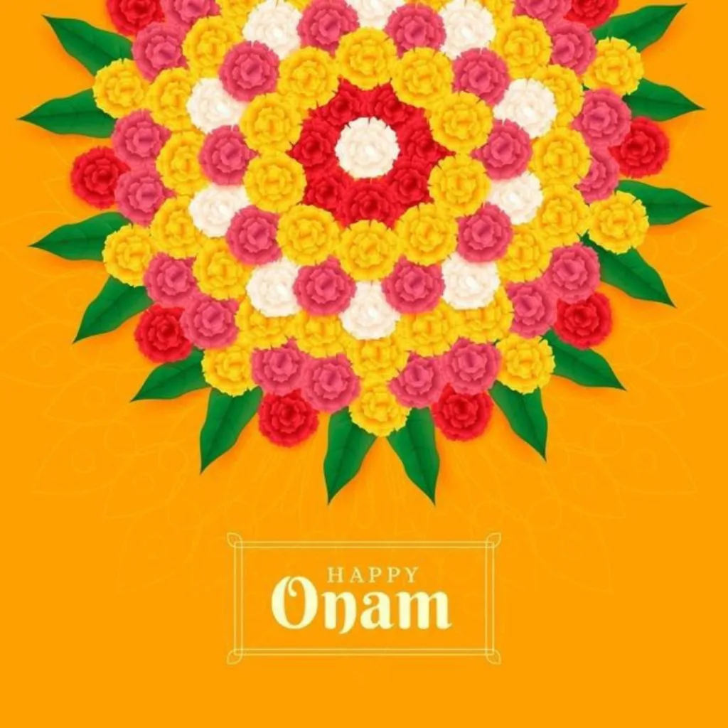 Happy Onam Festival Wishes / image of flower decoration for onam festival 