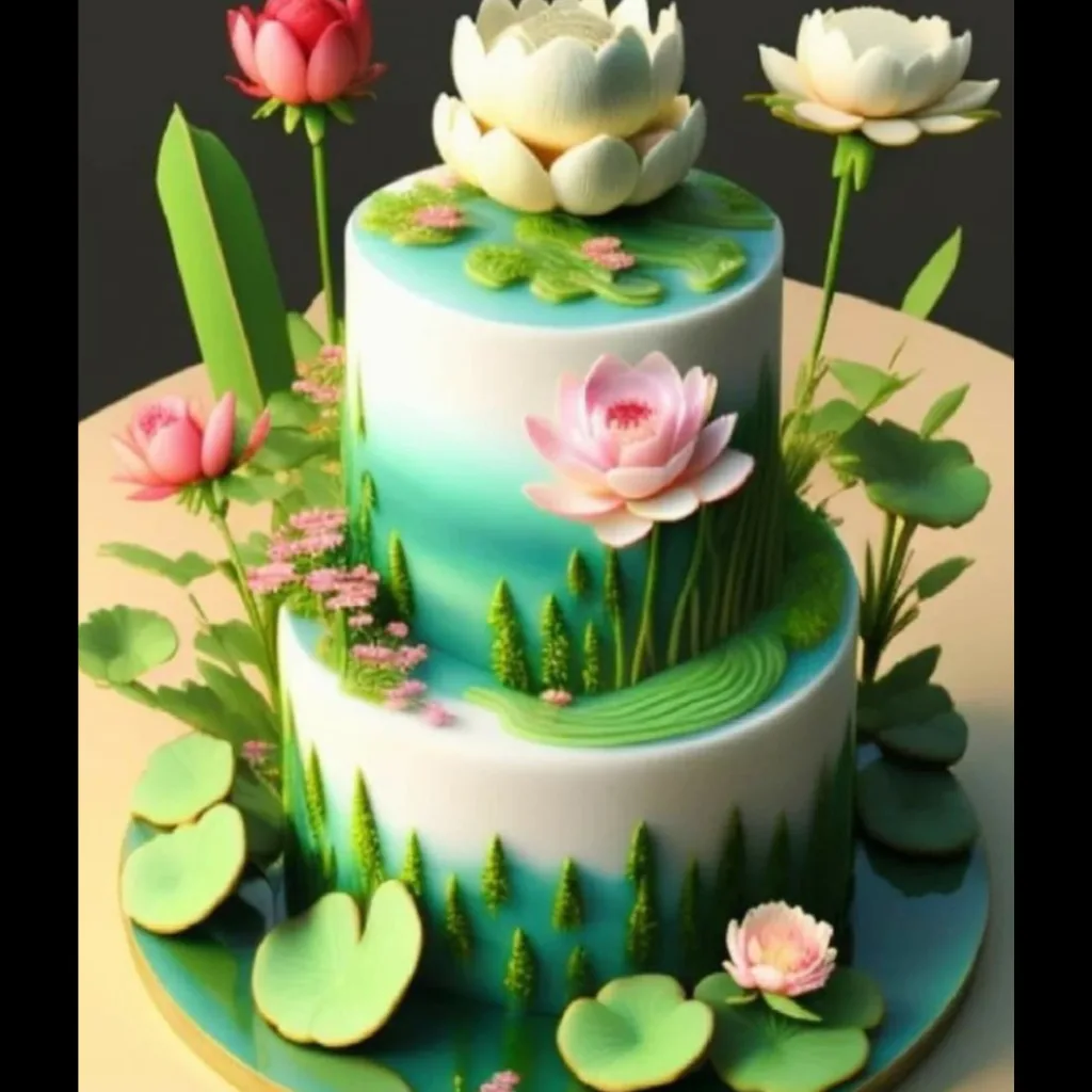 Dream Cake / White and Green Cake Image