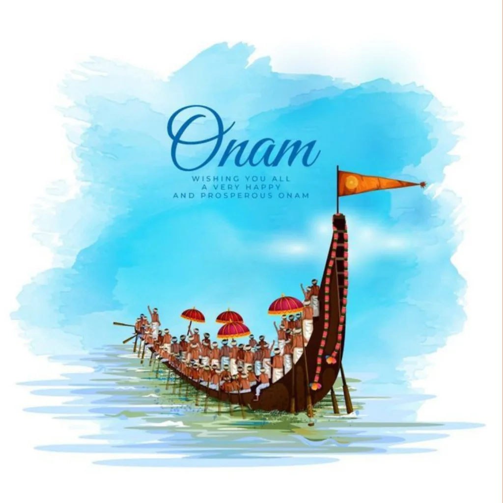 Happy Onam Festival Wishes / Beautiful Boat Image with onam festival wishes