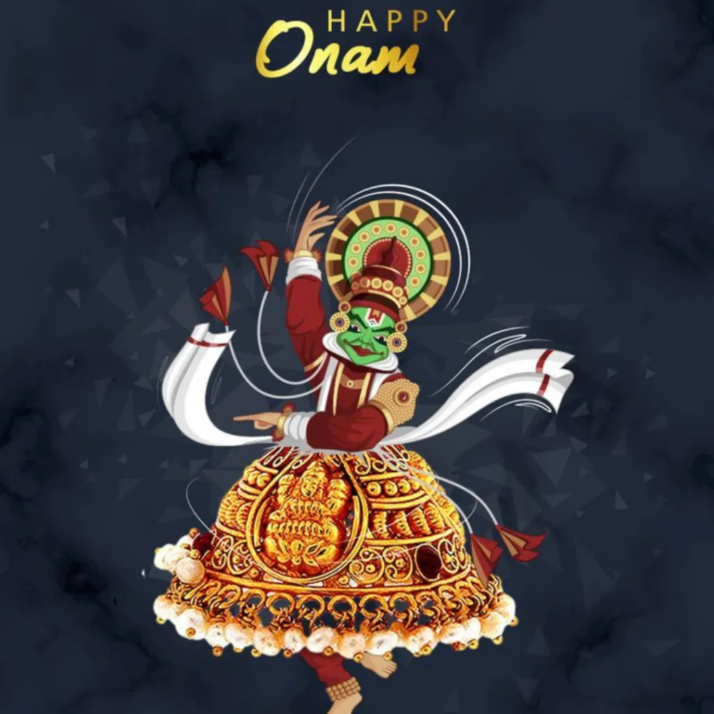 Happy Onam Festival Wishes / Beautiful Kathakali dance image with onam wish 