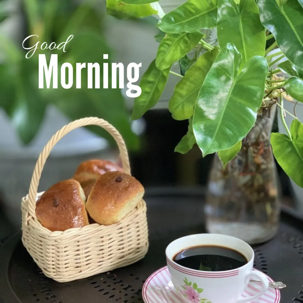 Good Morning Breakfast Image / coffee with bun image