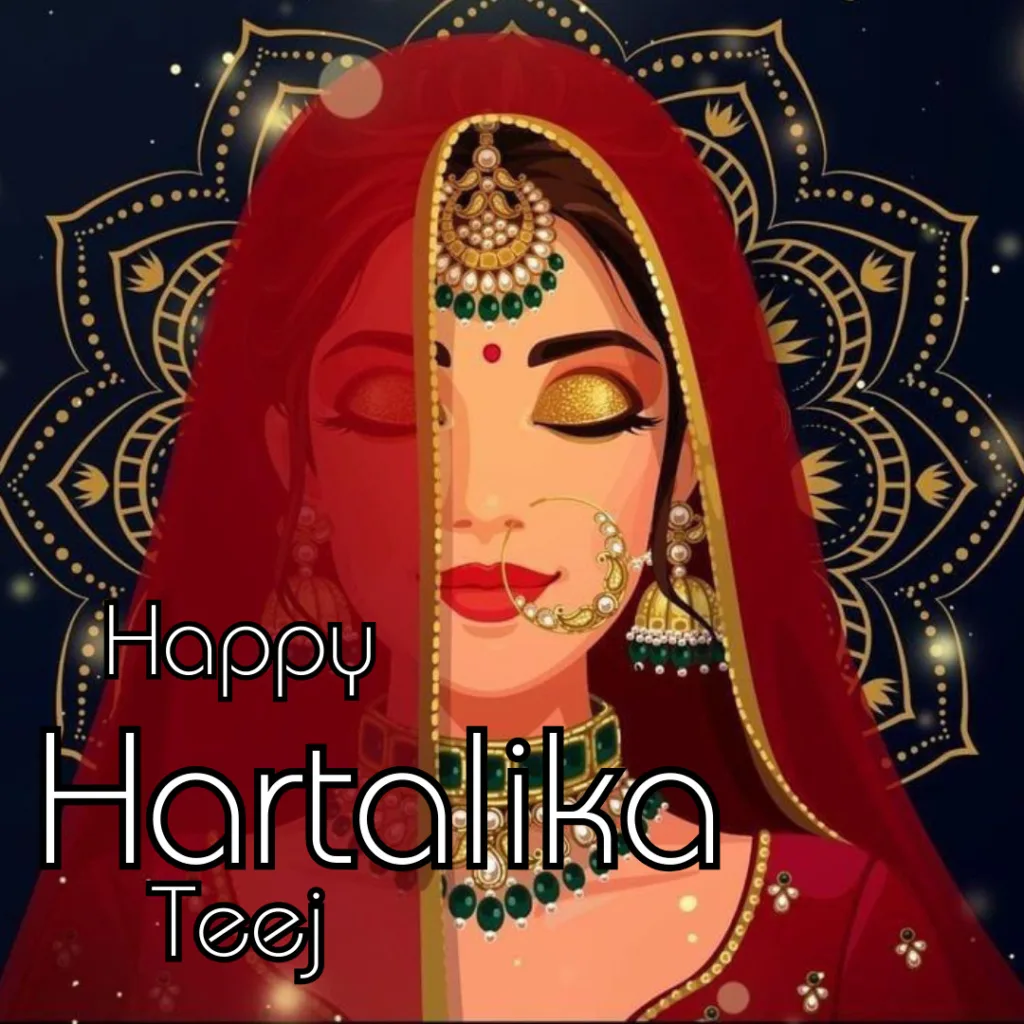 Hartalika Teej 2023 / Beautiful poster of a women celebrating hartalika teej