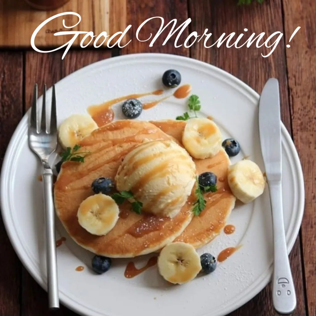 Good Morning Breakfast Image /image of pancake with icecream and banana