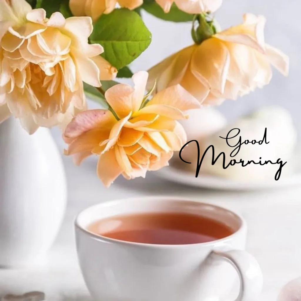 Good Morning Breakfast Image / image of black tea in white cup