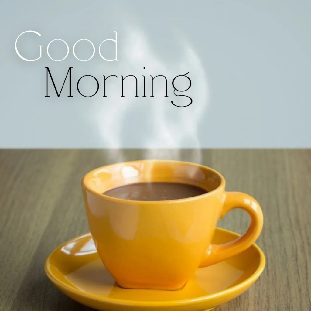 Good Morning Breakfast Image / image of yellow colour coffee cup