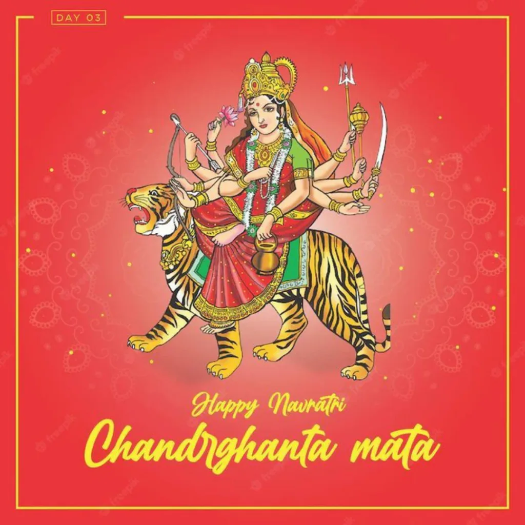 Happy Durga Puja Wishes/ wallpaper of mata Chandraghanta 