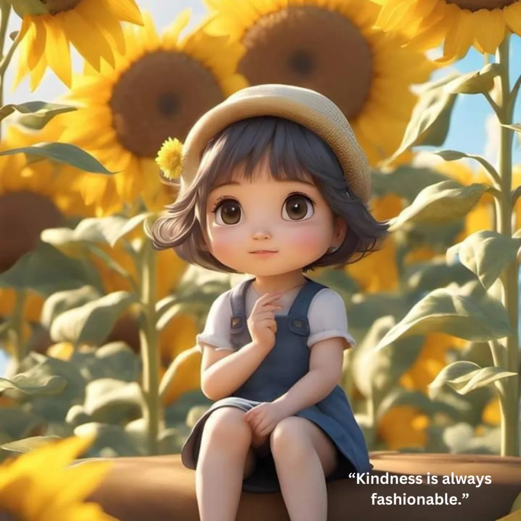 Cute Girl Images /image of Girl sitting near the sunflower garden