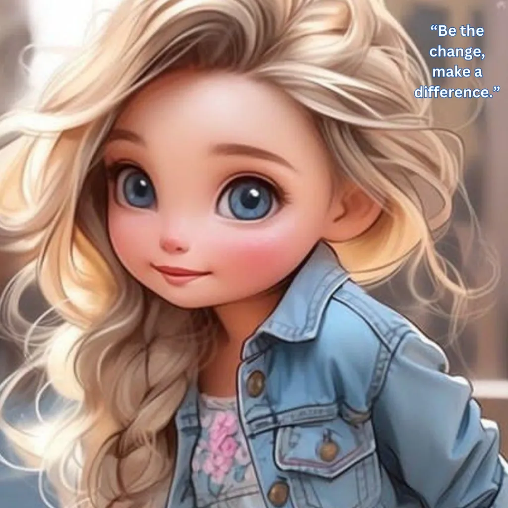 Cute Girl Images /image of a animated girl with denim jacket
