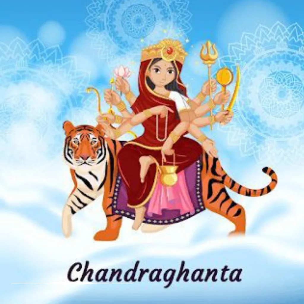 Happy Durga Puja Wishes /image of maa chandraghanta