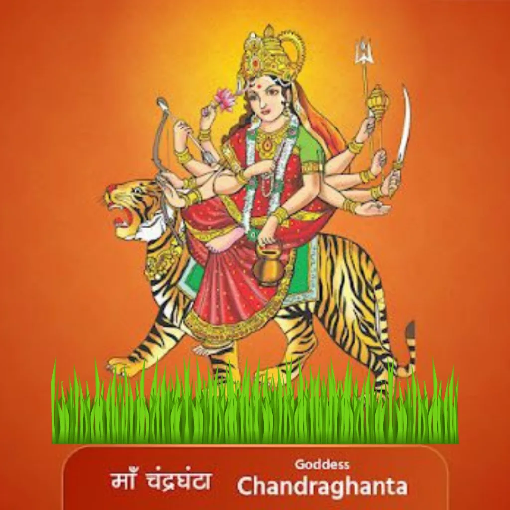 Happy Durga Puja Wishes /poster of maa chandraghanta 
