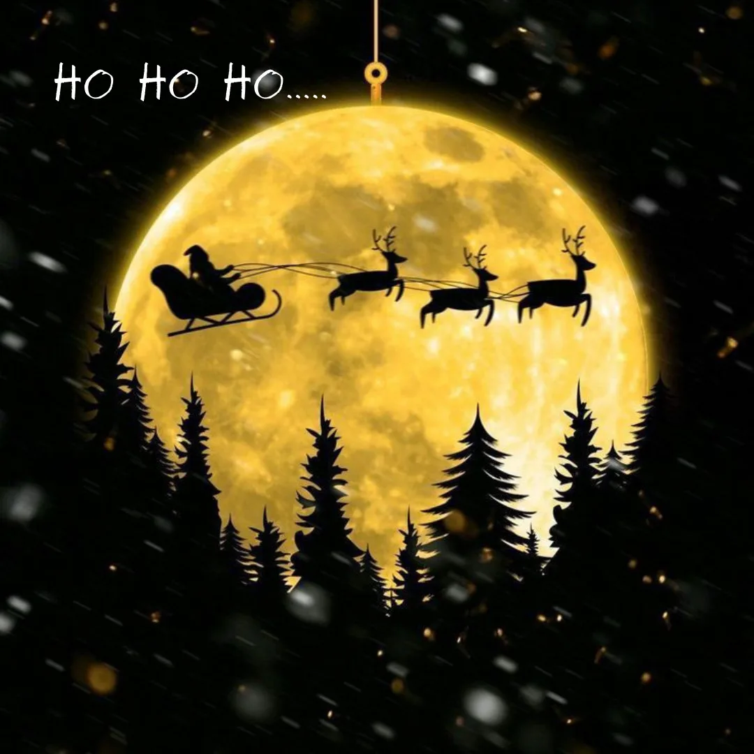 Happy Christmas Images 2023 /santa in sleigh at night image