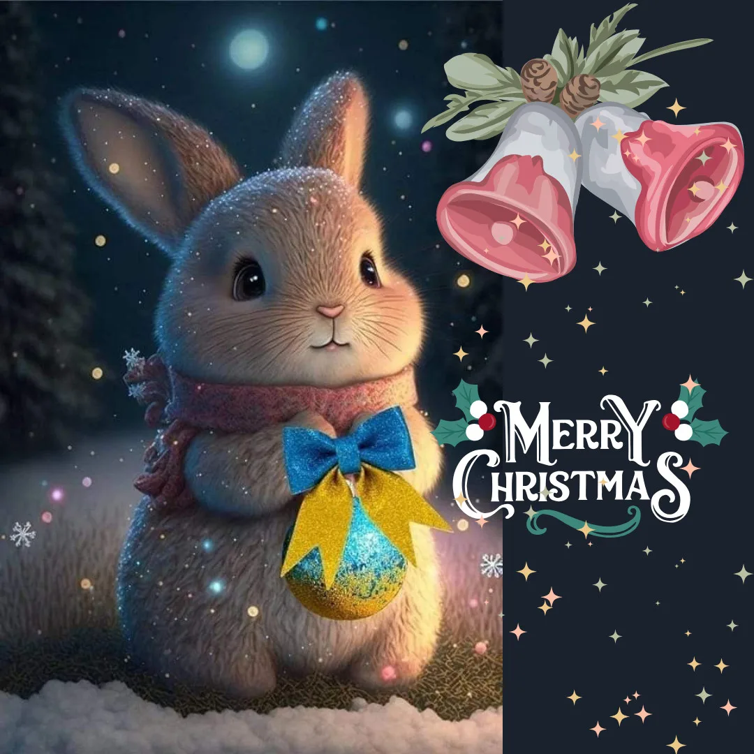 Happy Christmas Images 2023 /Christmas card with rabbit image