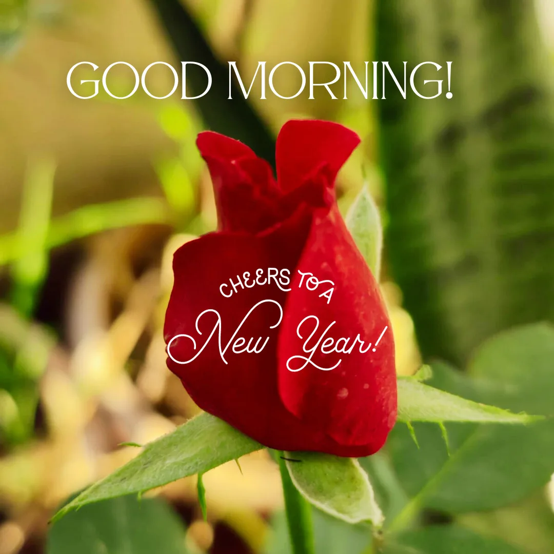 Happy New Year 2024 Images / rose bud image with good morning message