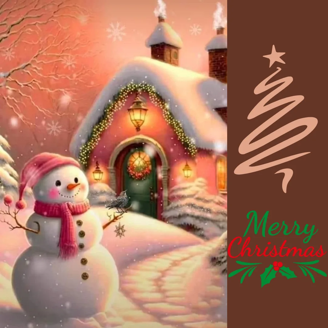 Happy Christmas Images 2023 /free image of snowman on Christmas card