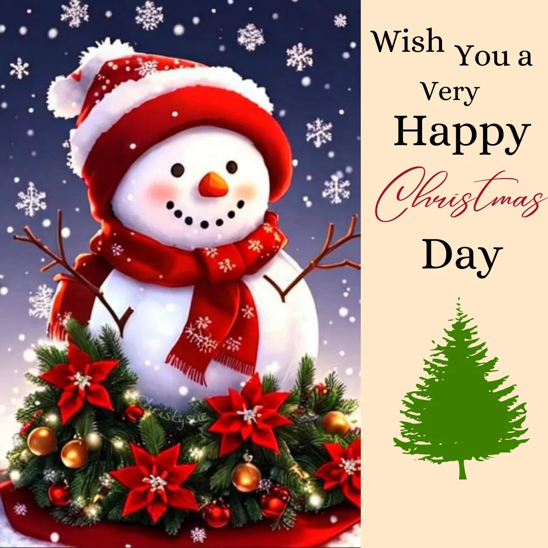 Happy Christmas Images 2023 / Beautiful image of snowman on Christmas card